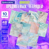 Тетради предметные со справочным материалом, КОМПЛЕКТ 10 ПРЕДМЕТОВ, 48 л., SoftTouch, фольга, BRAUBERG, "PASTEL", 404031