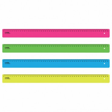 Линейка пластиковая 50 см, "Neon", непрозрачная, неоновая, ассорти, ЛН-31443