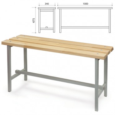 Скамья деревянная на металлокаркасе П-13Д (1000х340х475 мм)